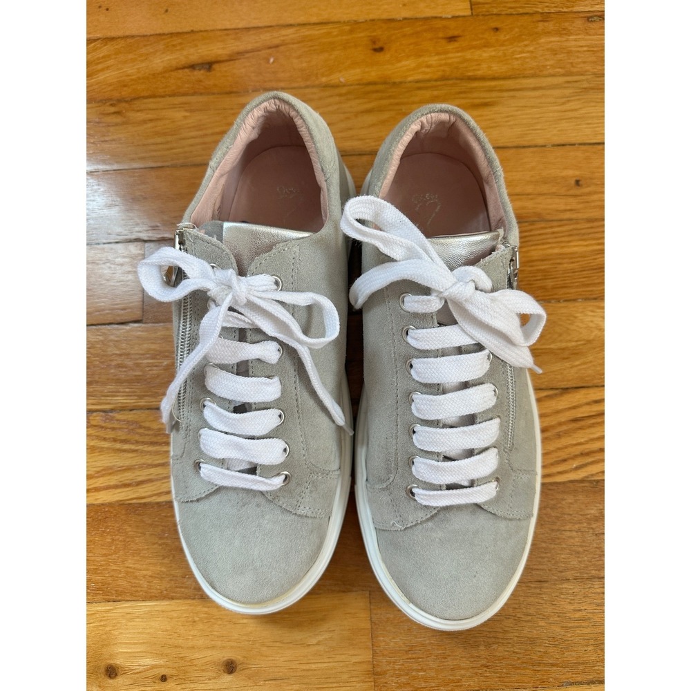 Sole Bliss Hero Sneakers Gray Suede Metallic Leather Zip Comfort Shoes 40 US 9 - Picture 2 of 10